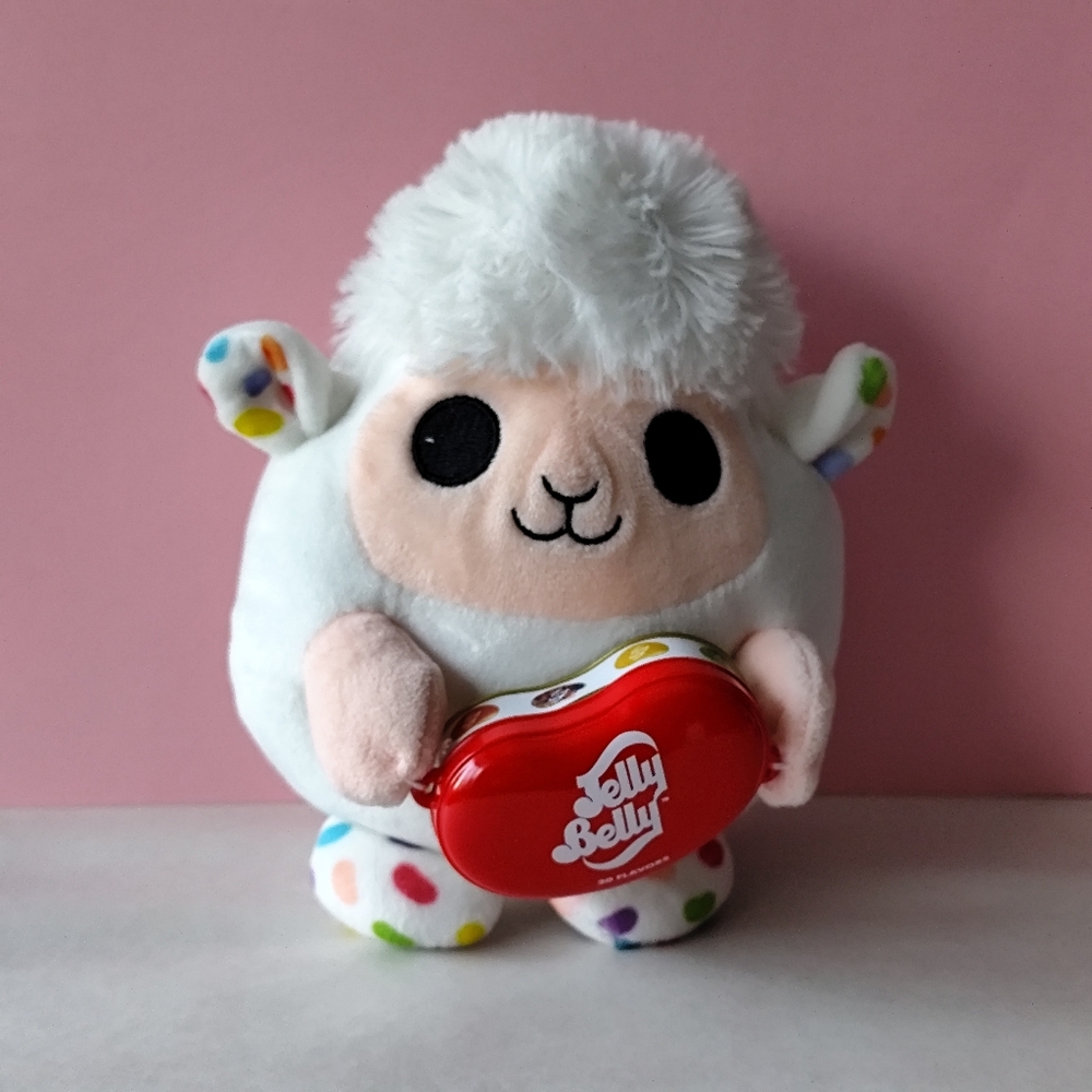 4/$50⭐️BABRA Lamb Holding Jelly Belly Jellybean Tin ZURU Snackles Plush Series 2